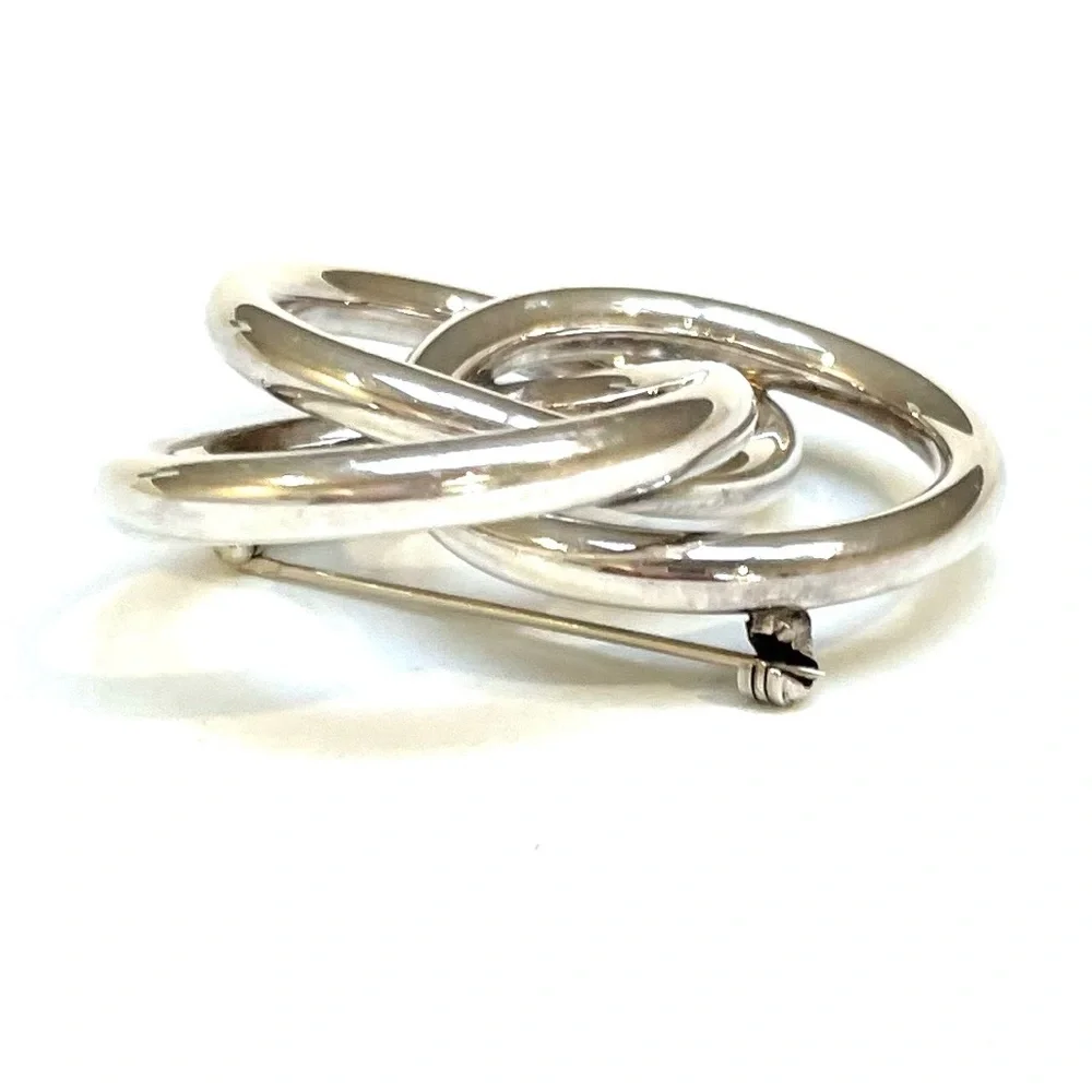 Vintage 925 Silver Mexico  Brooch Featuring Three Entwined Rings
